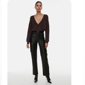 NWOT Aritzia Wilfred Melina Black Faux-Leather Pants size 4